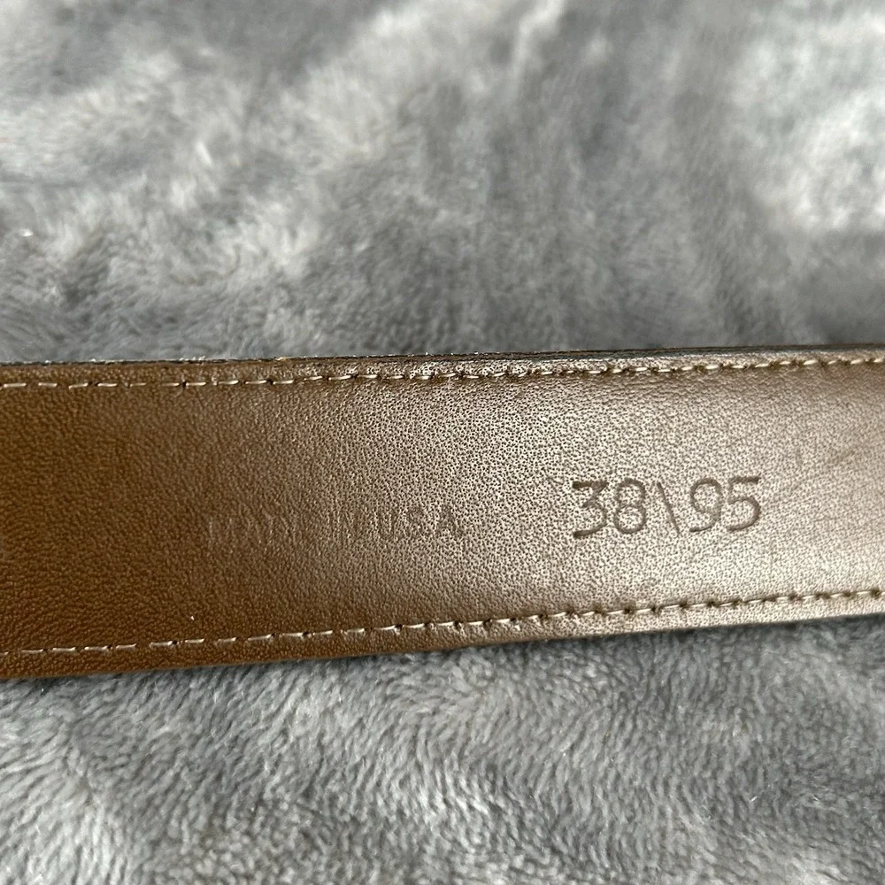 Vintage‎ Genuine Leather Belt Mens 38 Brown Classic Made In USA Preppy Heritage